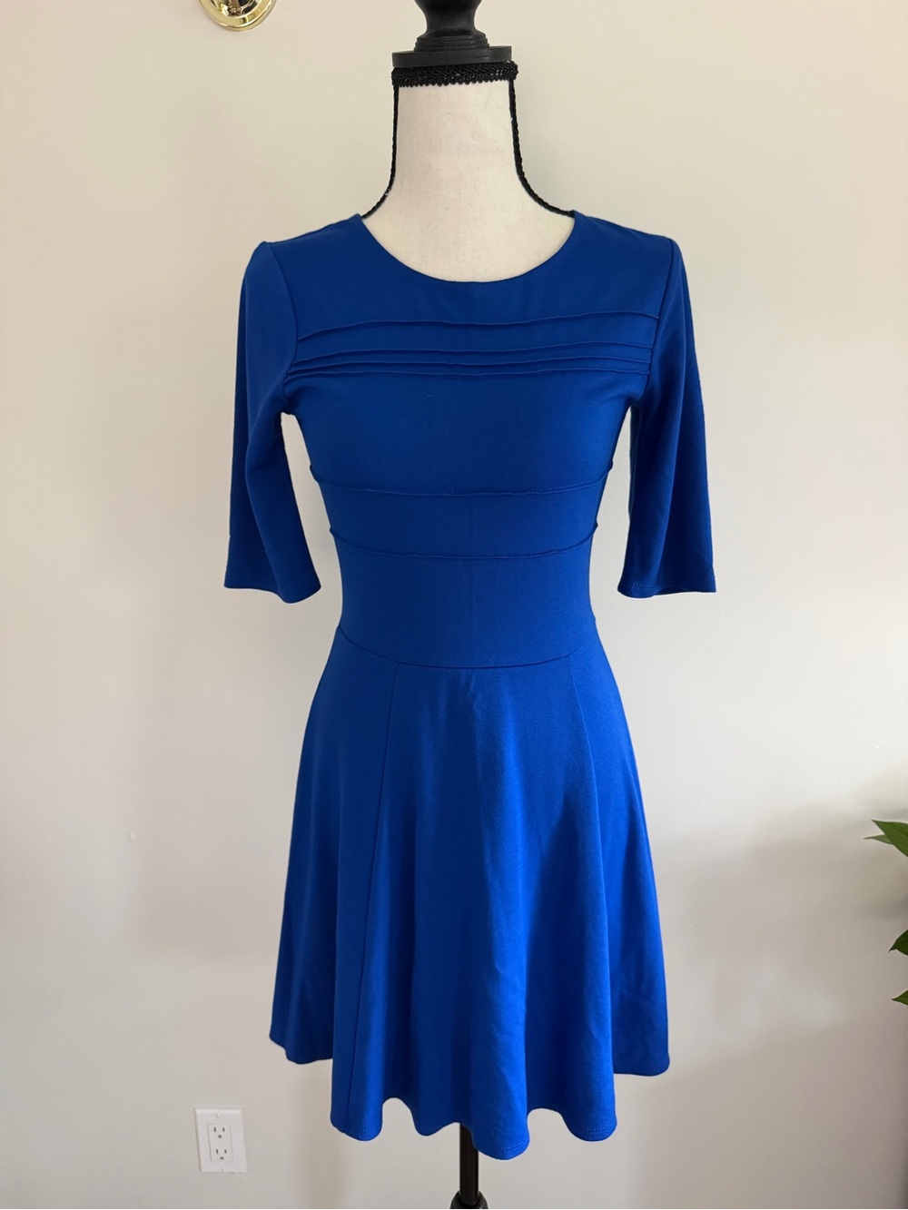 Aqua Royal Blue Fit-and-Flare Dress